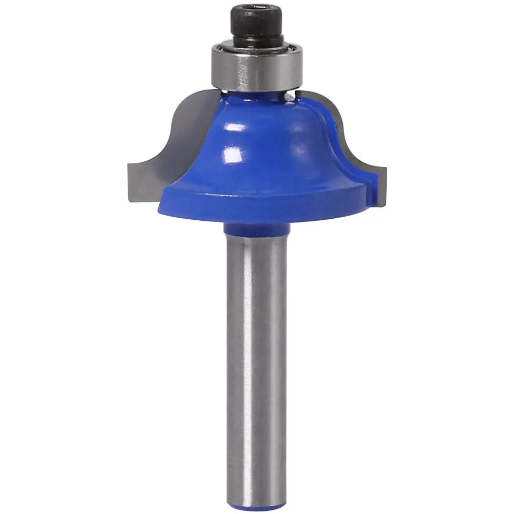 Blue wood cutter head with 1/4 handle, 6.35mm stem, 27mm cutting diameter, and 53mm total length