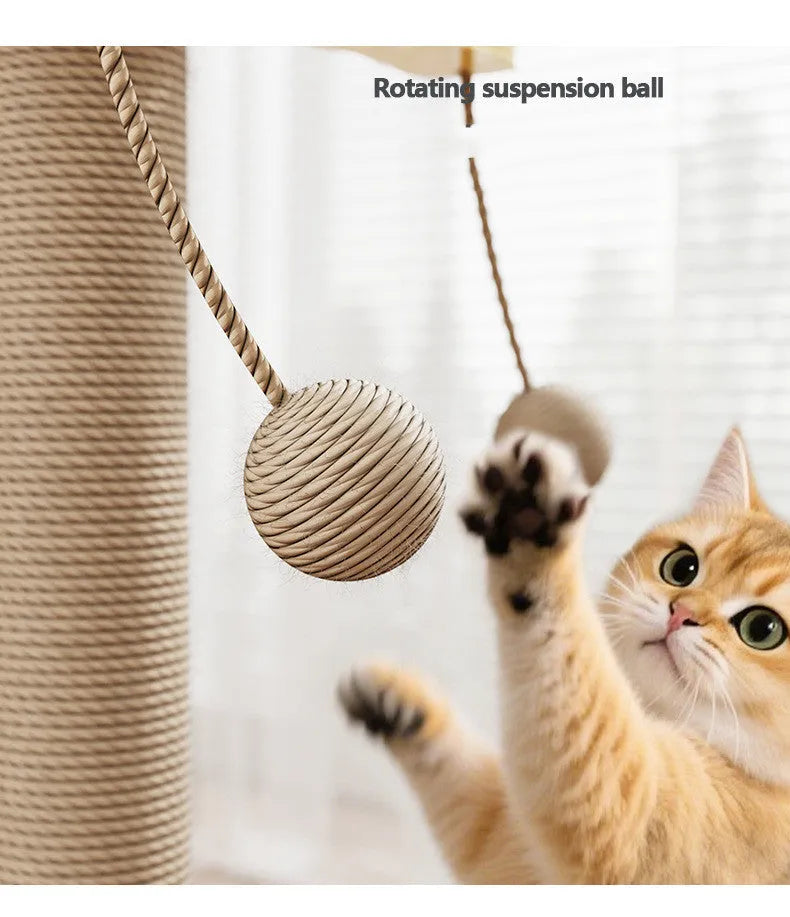 Windmill design cat climbing frame toy with a scratch-resistant chip hanging ball.