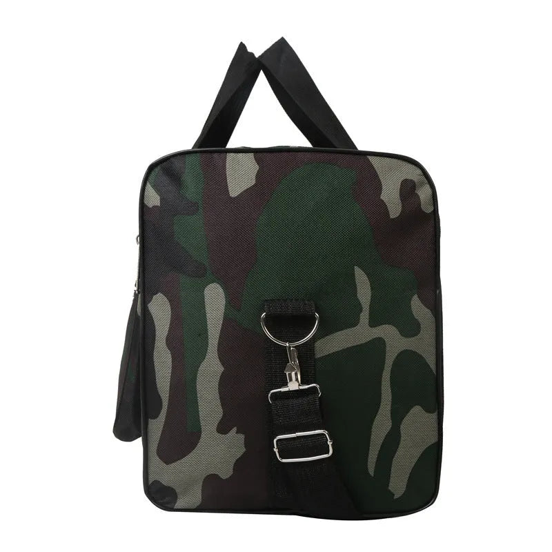 Camouflage pattern luggage bag with waterproof fabric construction and 20L capacity