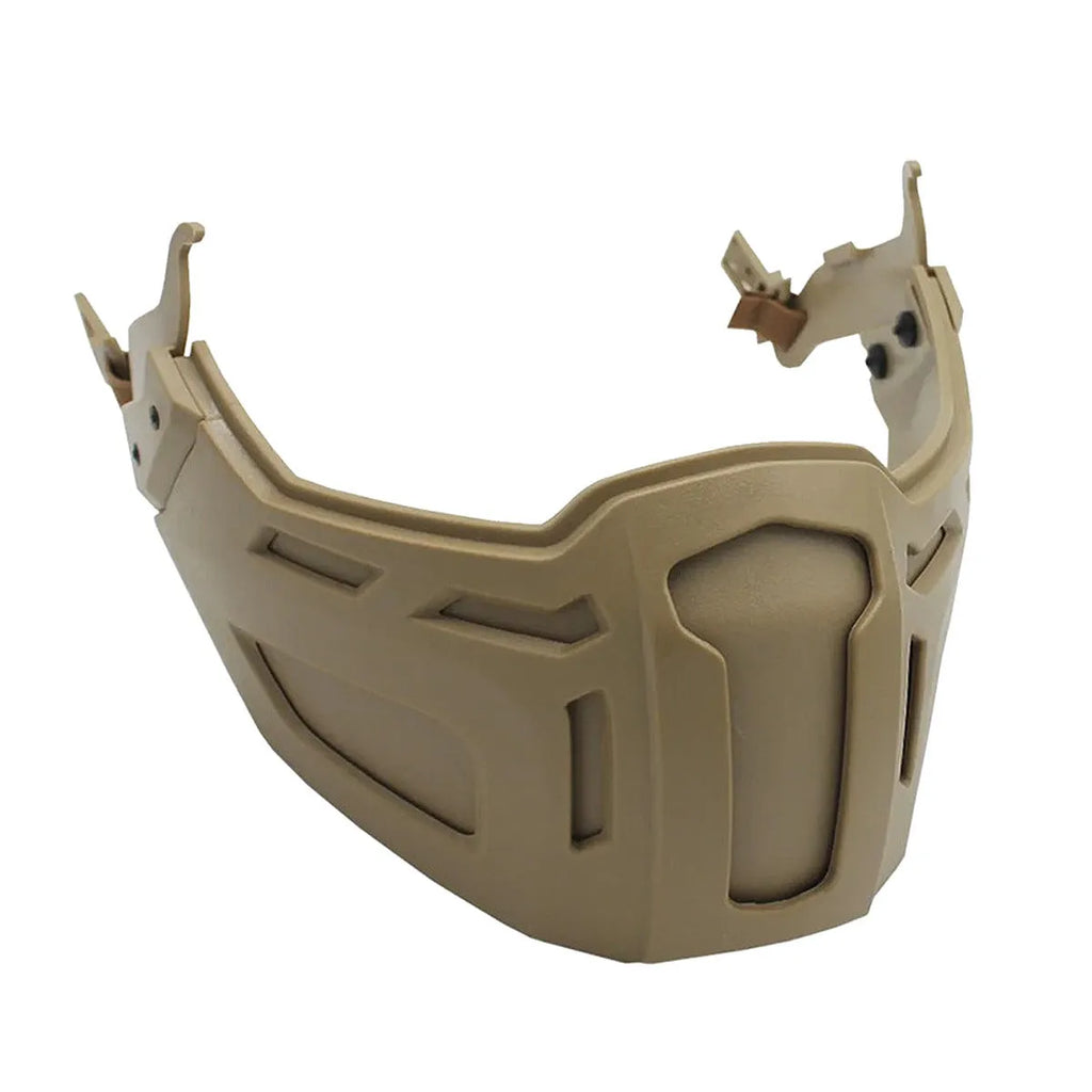 Tactical half face mask in nylon, folding design, available in black green mud colours