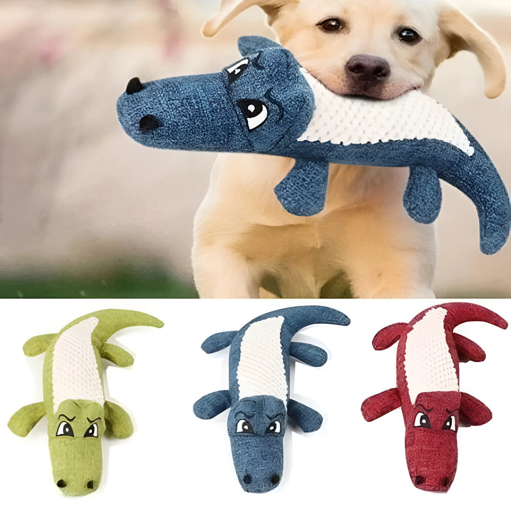 Blue, green, and red corn-shaped plush pet toys with a grid texture on a white background