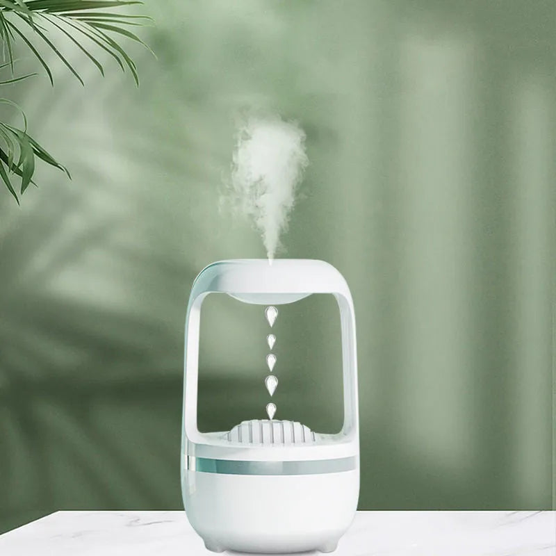 Anti-gravity humidifier with water drop backflow circulation and 500ml capacity for bedroom or office use
