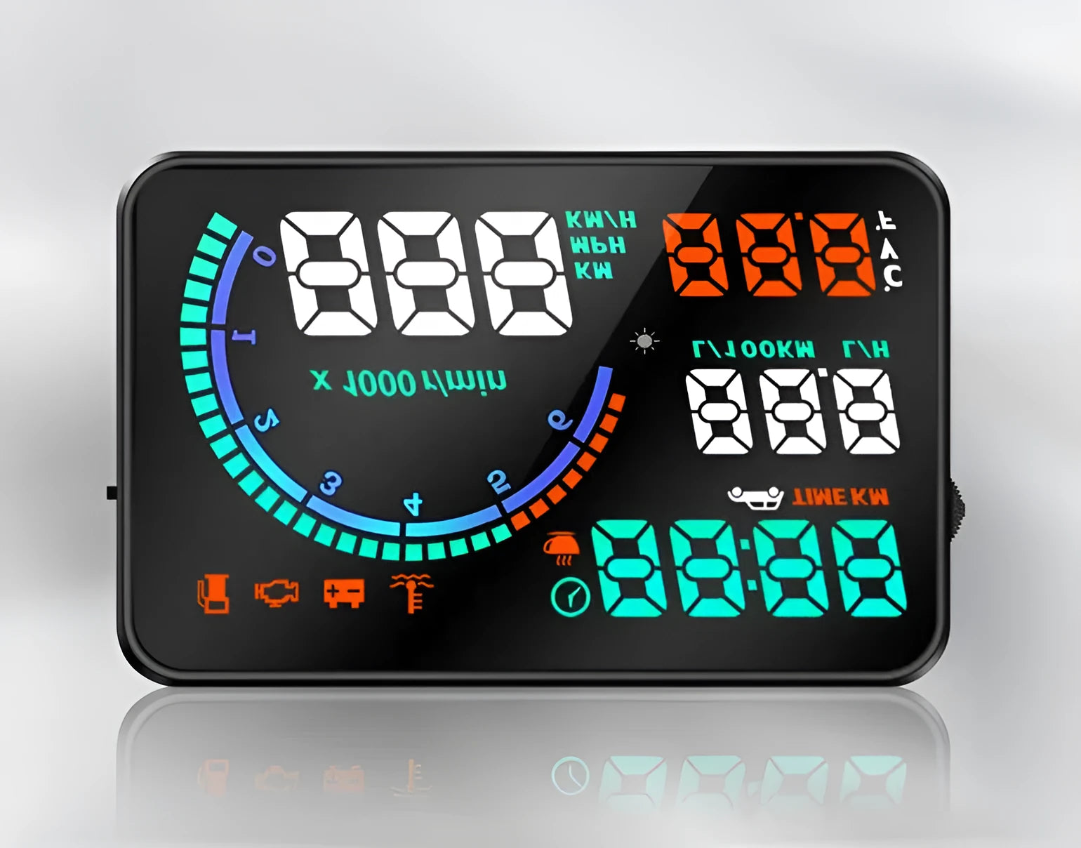 New I9 5.5 inch plastic car head up display OBD monitor showing speed and fuel data
