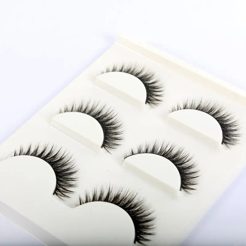 Self-adhesive false eyelashes set with natural curly long section, 0.5cm to 1cm length, on a white tray
