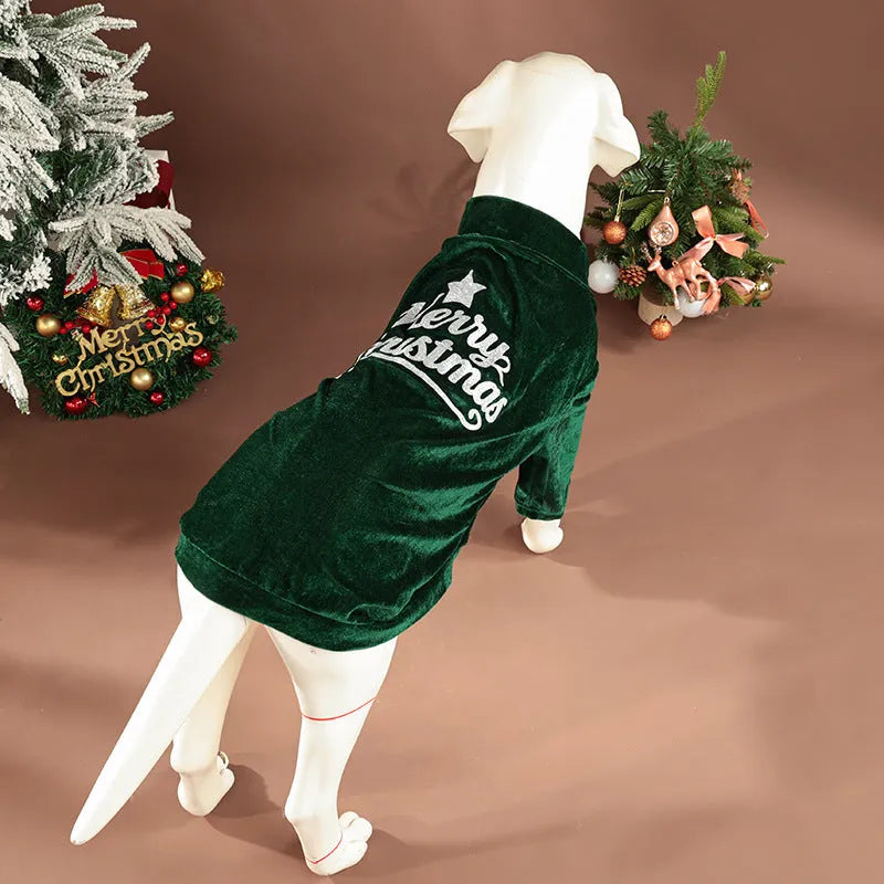Christmas pet clothes red green polyester coat for dogs and cats sizes S to 6XL
