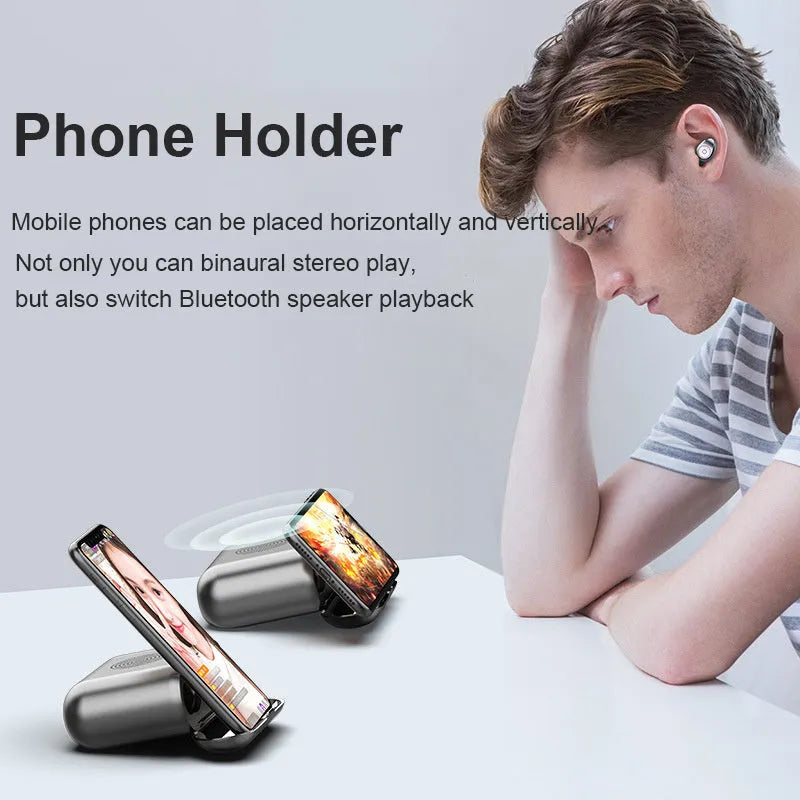 F9 5.0 wireless Bluetooth headset with charging case in black