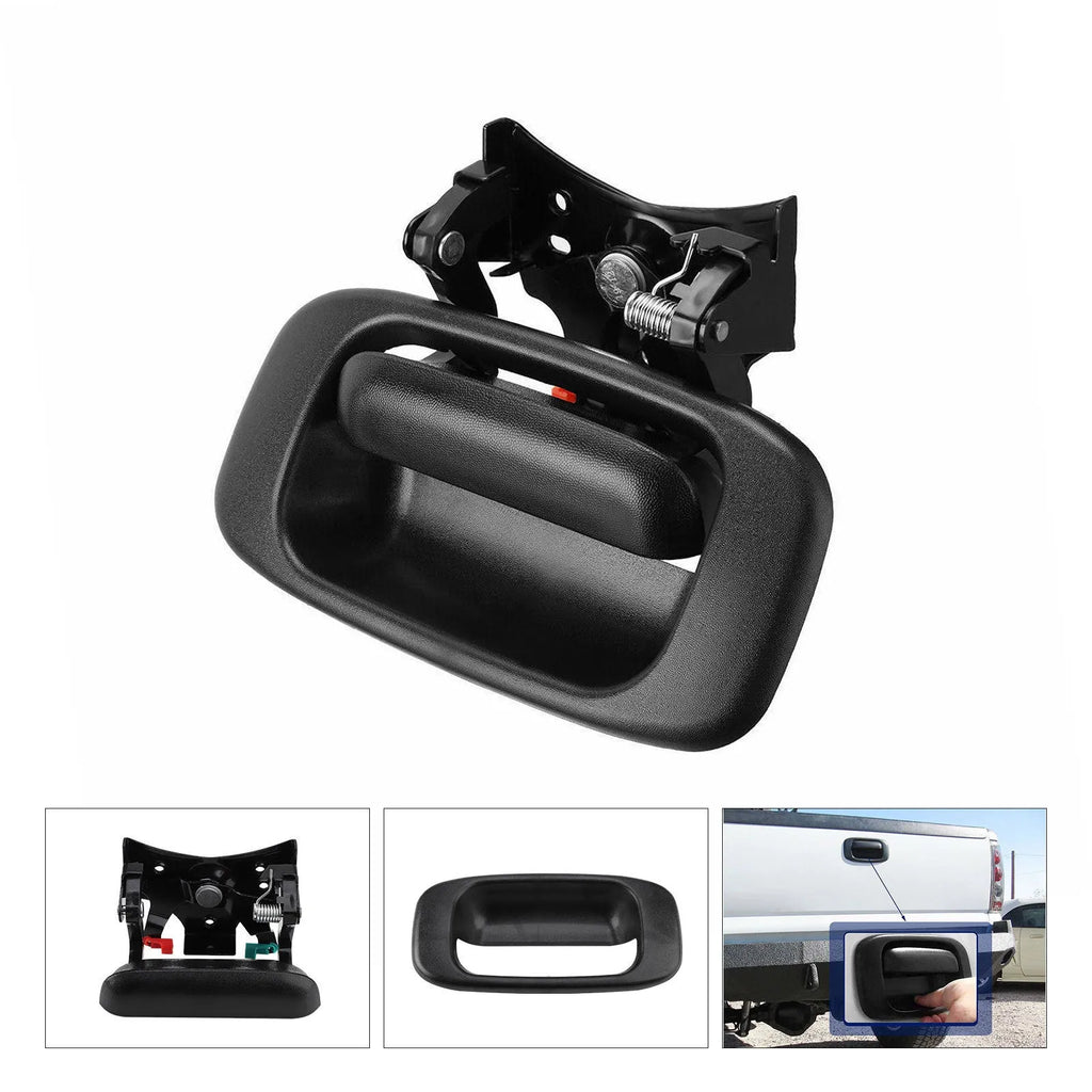 Black tailgate handle set for Chevrolet Silverado, ABS and metal replacement part, model XH-A-623