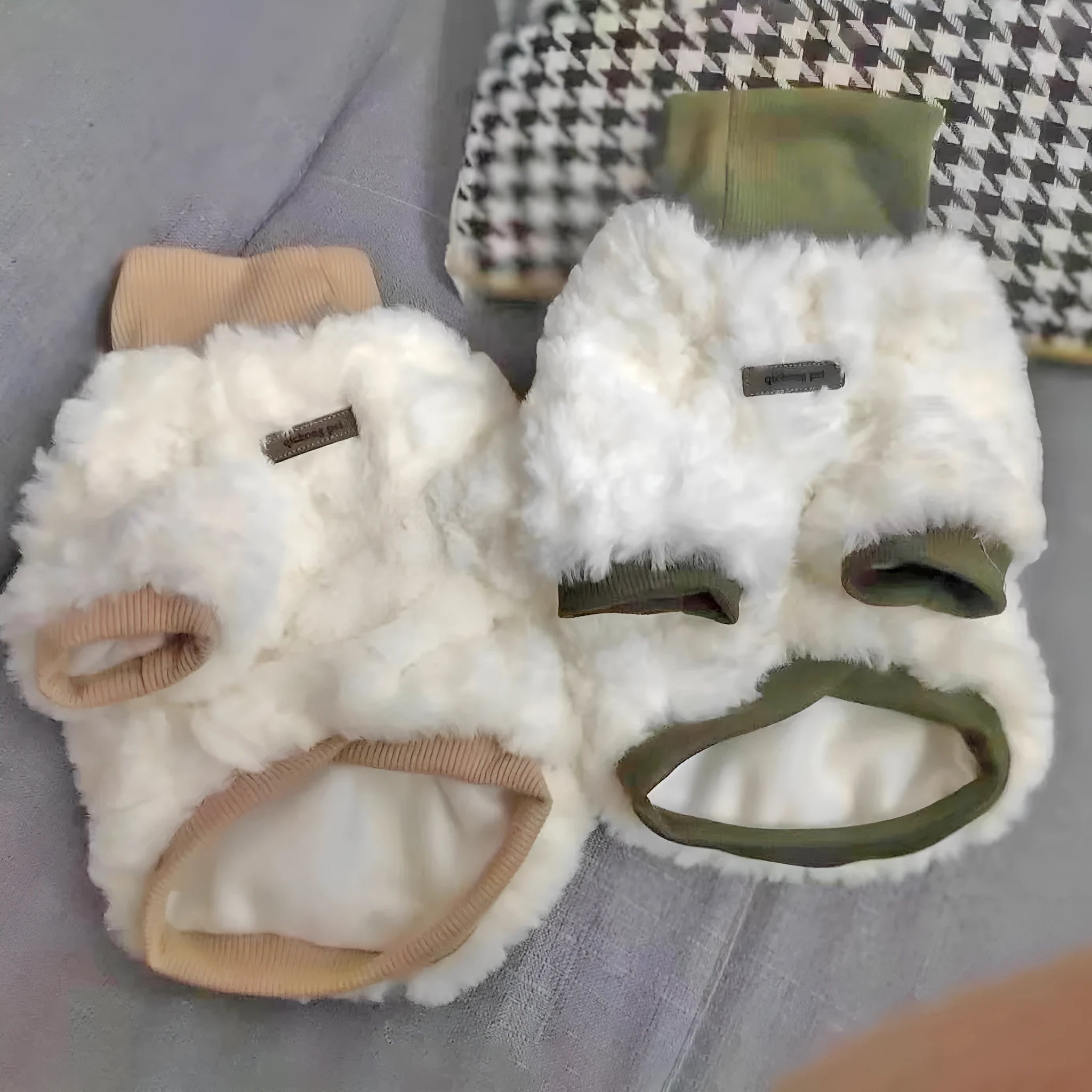 Thick turtleneck dog coat for small and medium-sized dogs in creamy green colour