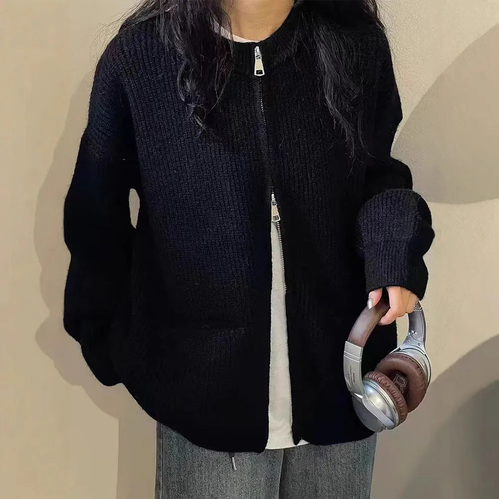 Soft Wind temperature-sensitive viscose fibre sweater coat in beige, long sleeve cardigan style