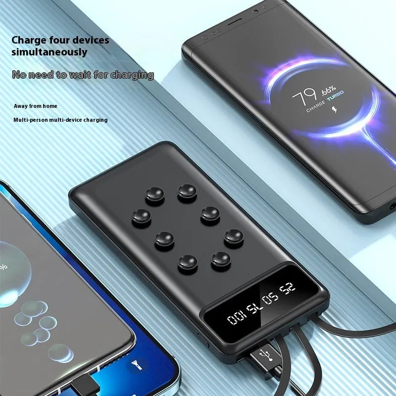 Suction cup power bank 10000mAh with detachable bracket and cable in black or white