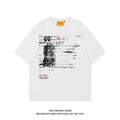 Men's black retro loose fit cotton t-shirt with white printed letters and raglan sleeves.
