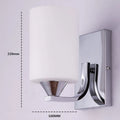 Modern chrome-finished wall lamp with a glass shade, shown in single-head and double-head configurations.