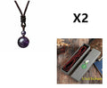 16mm natural obsidian pendant necklace with amethyst on adjustable cord, multicolor finish
