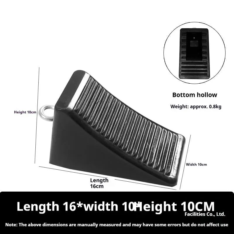 Portable car anti-slip retainer triangle wheel chock in rubber and plastic, 10x10x16cm size