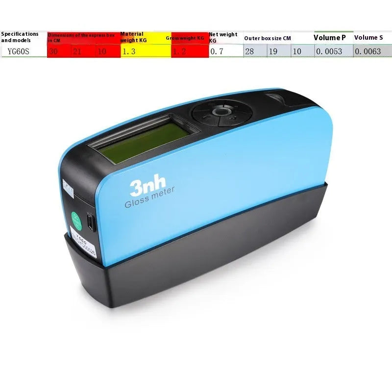 YG60S glossmeter for measuring surface gloss on leather, hardware, and paper with 0-200GU range