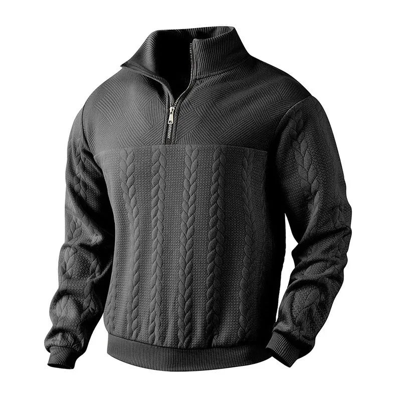 Men's jacquard long-sleeved pullover sweater, loose fit, available in five colours and sizes S to XXXL