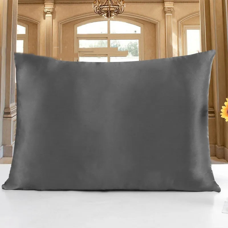 19M double-sided silk pillowcase shown in apricot colour, with size options 51x66, 51x76, and 51x91 cm.