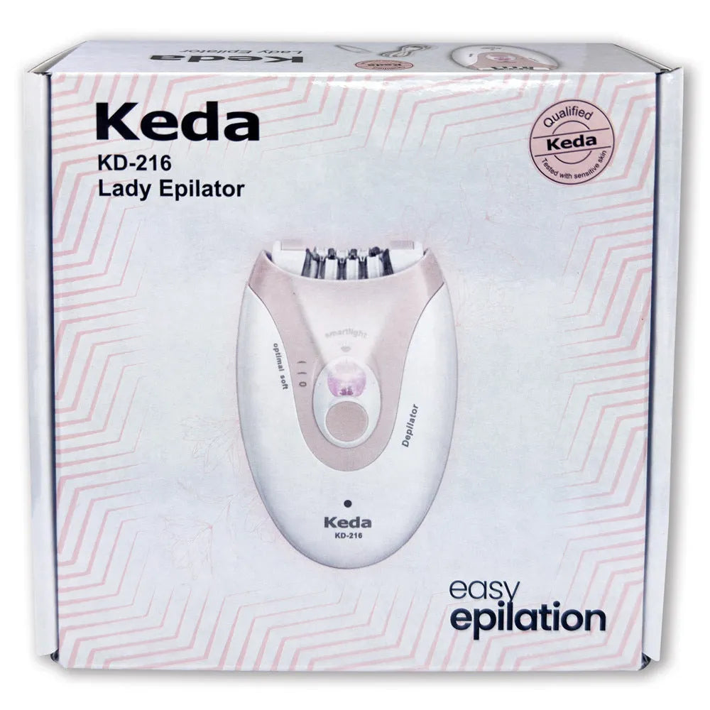 Portable USB electric hair removal device in KEDA-216 colour with charger and cleaning brush