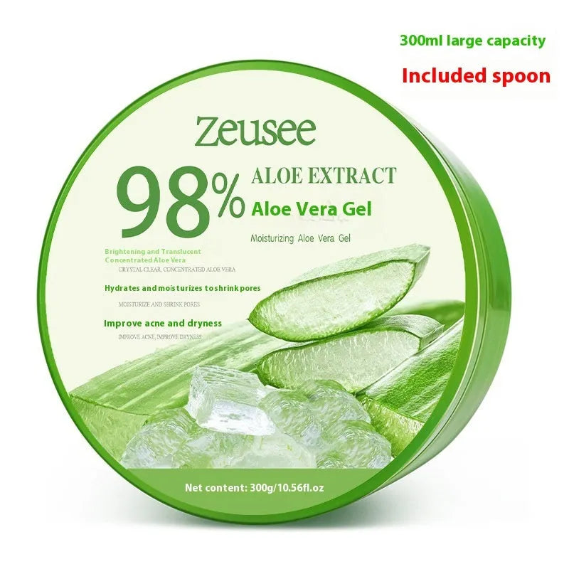 300g jar of 98% aloe vera gel for acne control and hydration with included application spoon