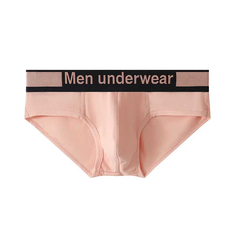 Men's modal briefs with gradient belt detail in low waist design showing black, white, and pink colour options