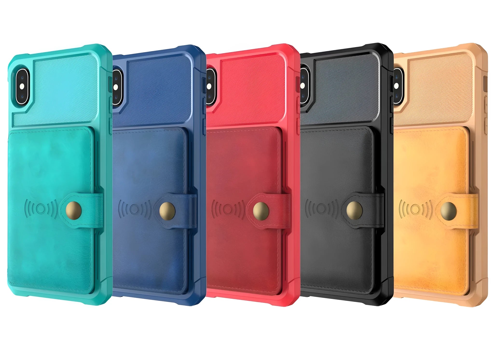 Geometric pattern PU leather back cover mobile phone case in five colours for iPhone and Samsung models.