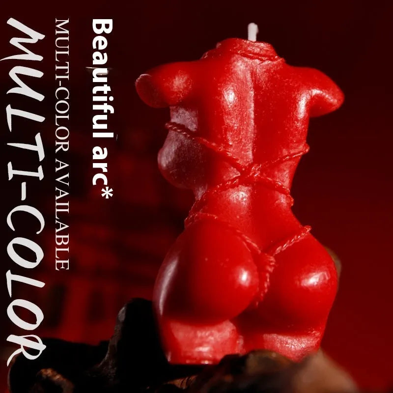 A low temperature soy wax massage candle in a choice of rose red, spring pink, or lilac purple.