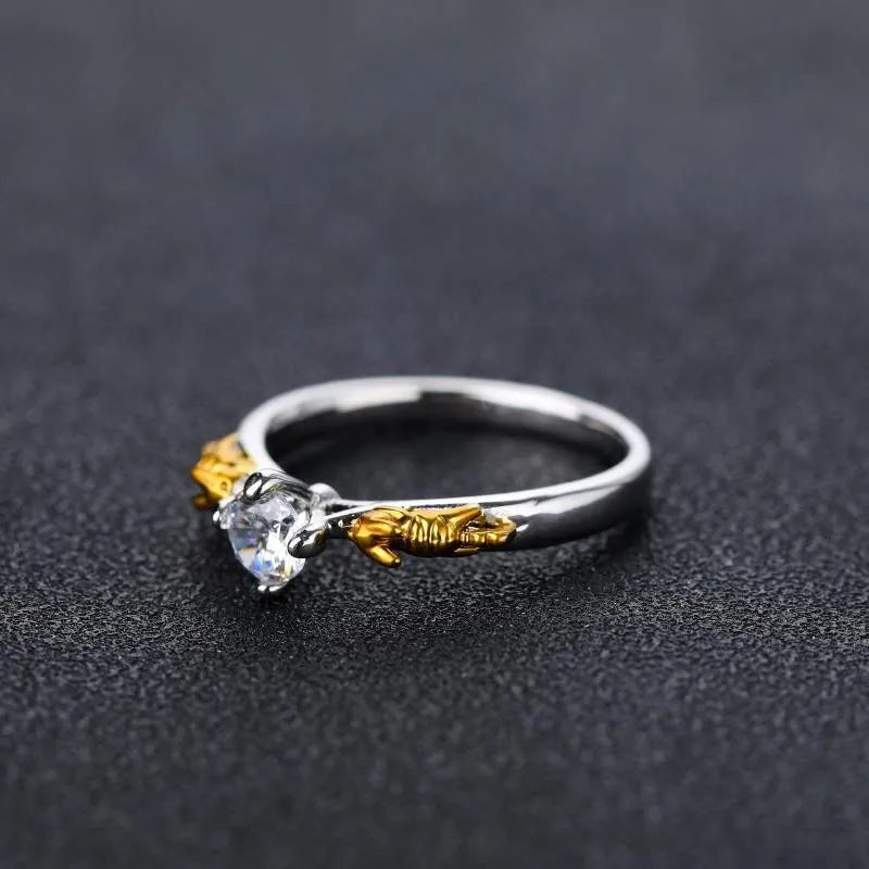 Black gold copper crown design crystal ring for cosplay and unisex festival jewellery.
