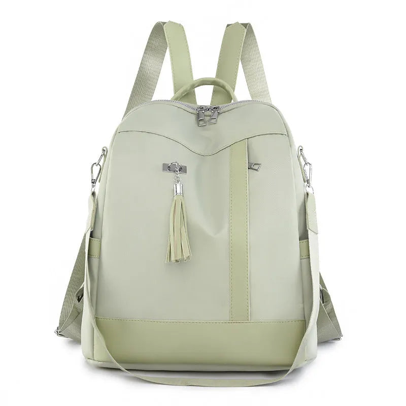 Women's Oxford cloth backpack with large capacity, anti-theft design, and multiple pockets in Black