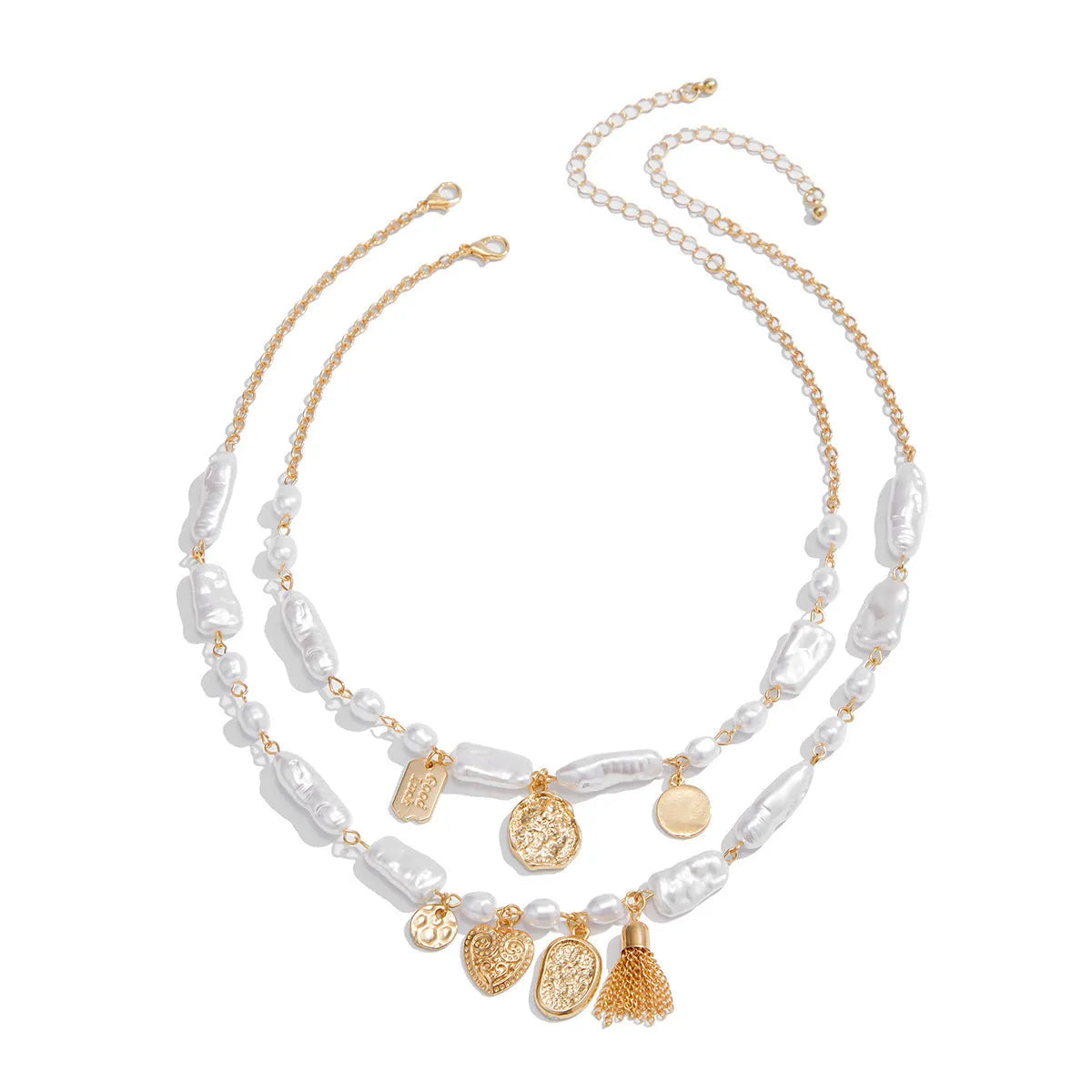 French pearl light luxury clavicle ocean necklace geometric shell shape gold finish on woman