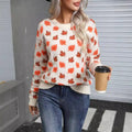 Maple leaf Christmas round neck pullover sweater in loose street fashion style