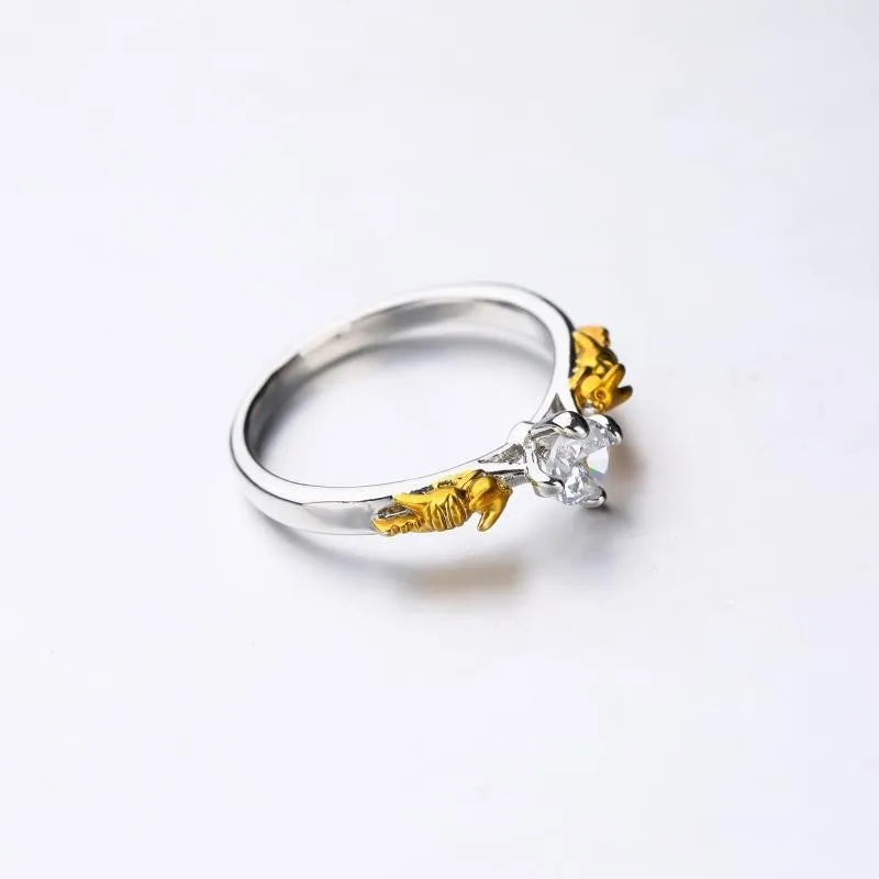 Black gold copper crown design crystal ring for cosplay and unisex festival jewellery.