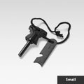 Butterfly-shaped stainless steel firesteel with bottle opener measuring 117mm by 43mm