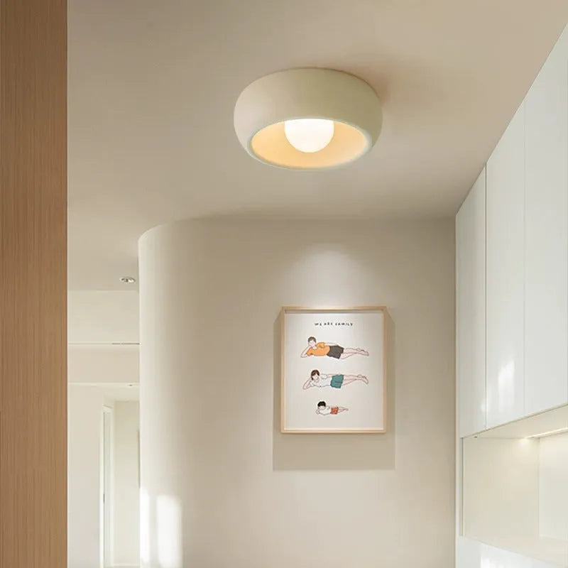 Creative cream entrance ceiling lamp with 30cm diameter and iron construction