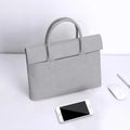 Light grey PU leather portable inner case for tablet or laptop with secure closure and padded interior