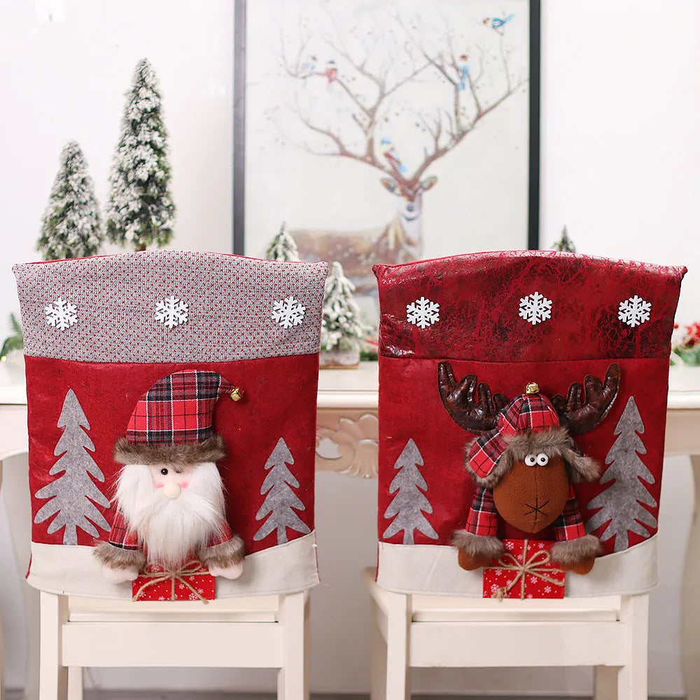 Three-dimensional cartoon chair cover featuring snowman design on cloth, home decor item