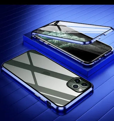 Geometric patterned glass anti-spy clamshell case for iPhone in multiple colours.