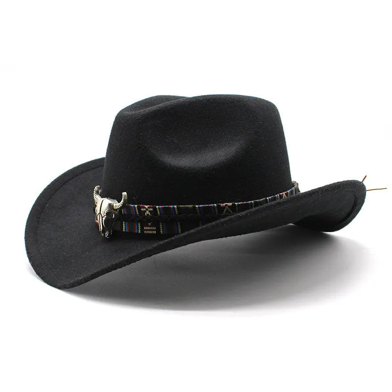 Polyester Western cowboy hat with a bell crown in army green colour, shown from the side.