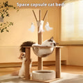 Wood colour cat climbing frame with integrated space capsule in luxury style