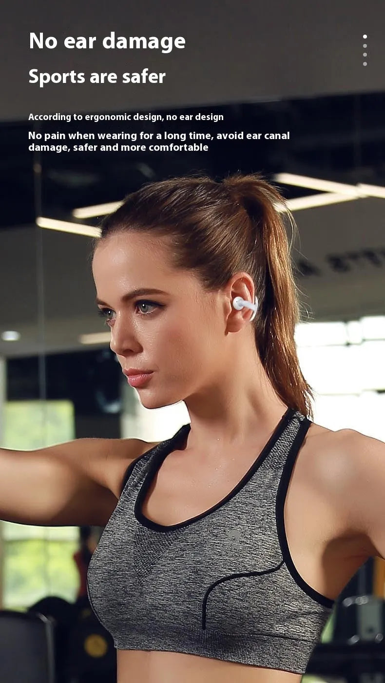 Clip-on true wireless Bluetooth headset sports non in-ear stereo earphone black white colour