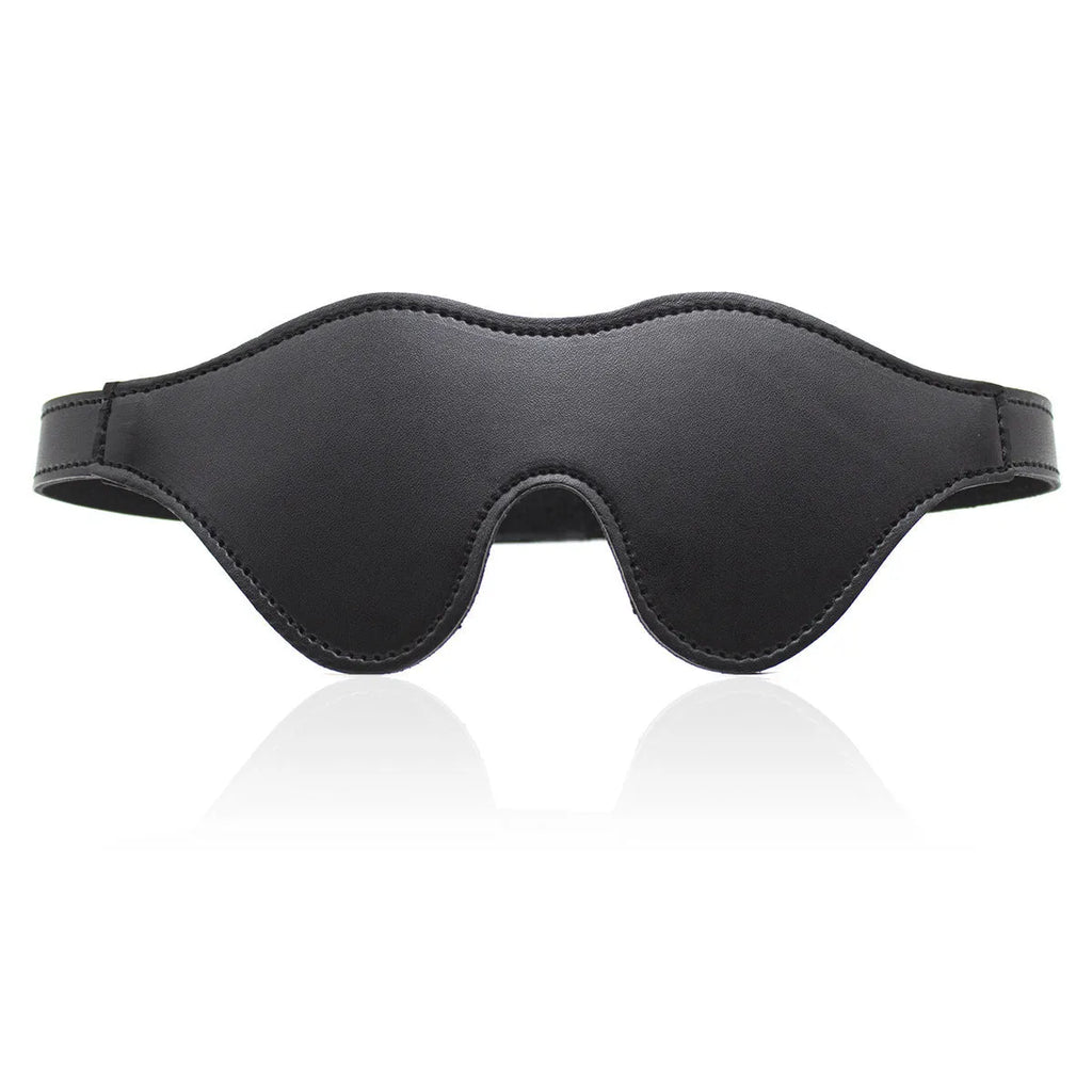 Leather eye mask with three-dimensional design and Velcro adjustment strap