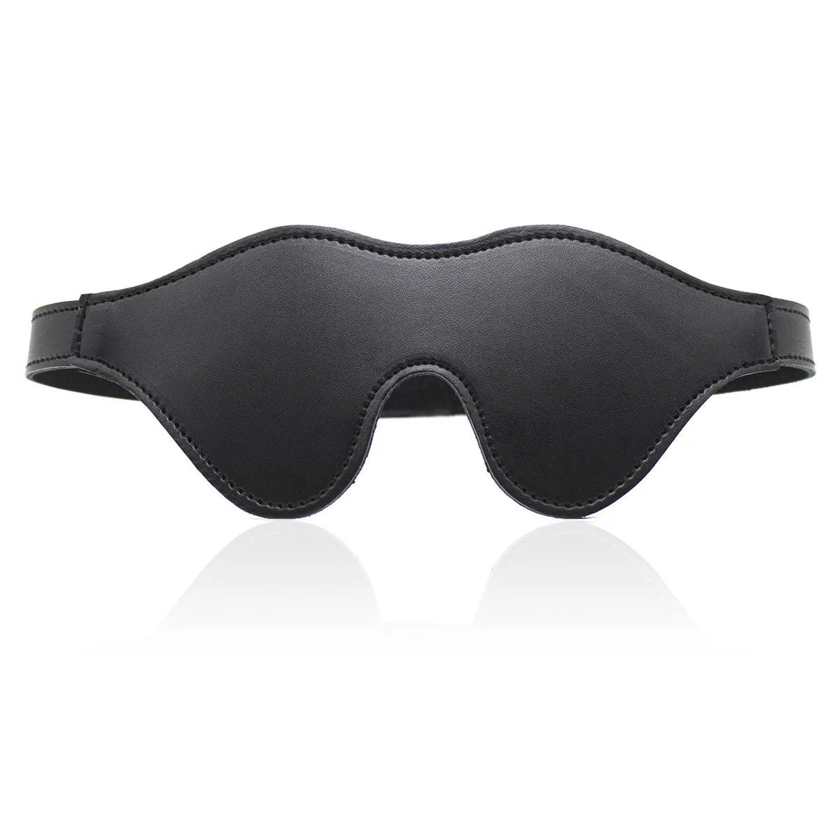 Leather eye mask with three-dimensional design and Velcro adjustment strap