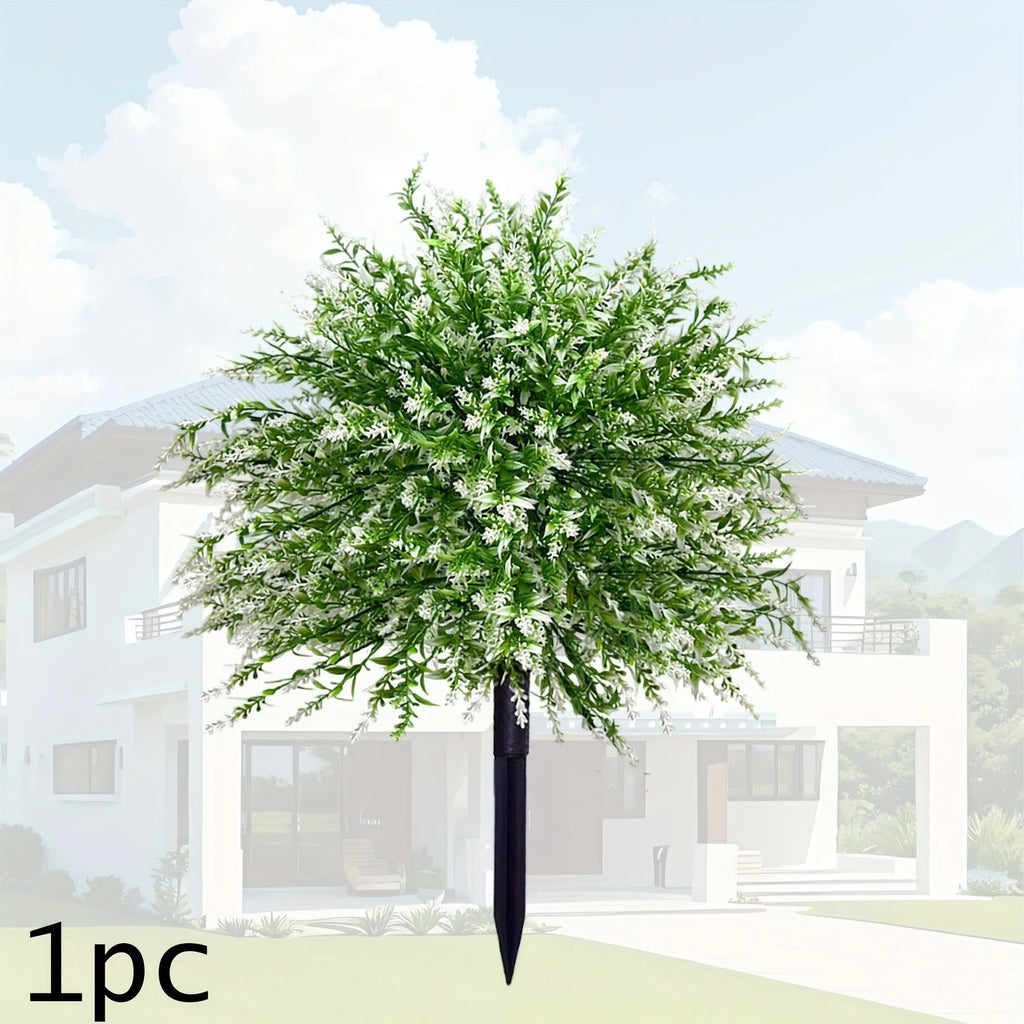 White plastic artificial lavender stem decoration, single piece