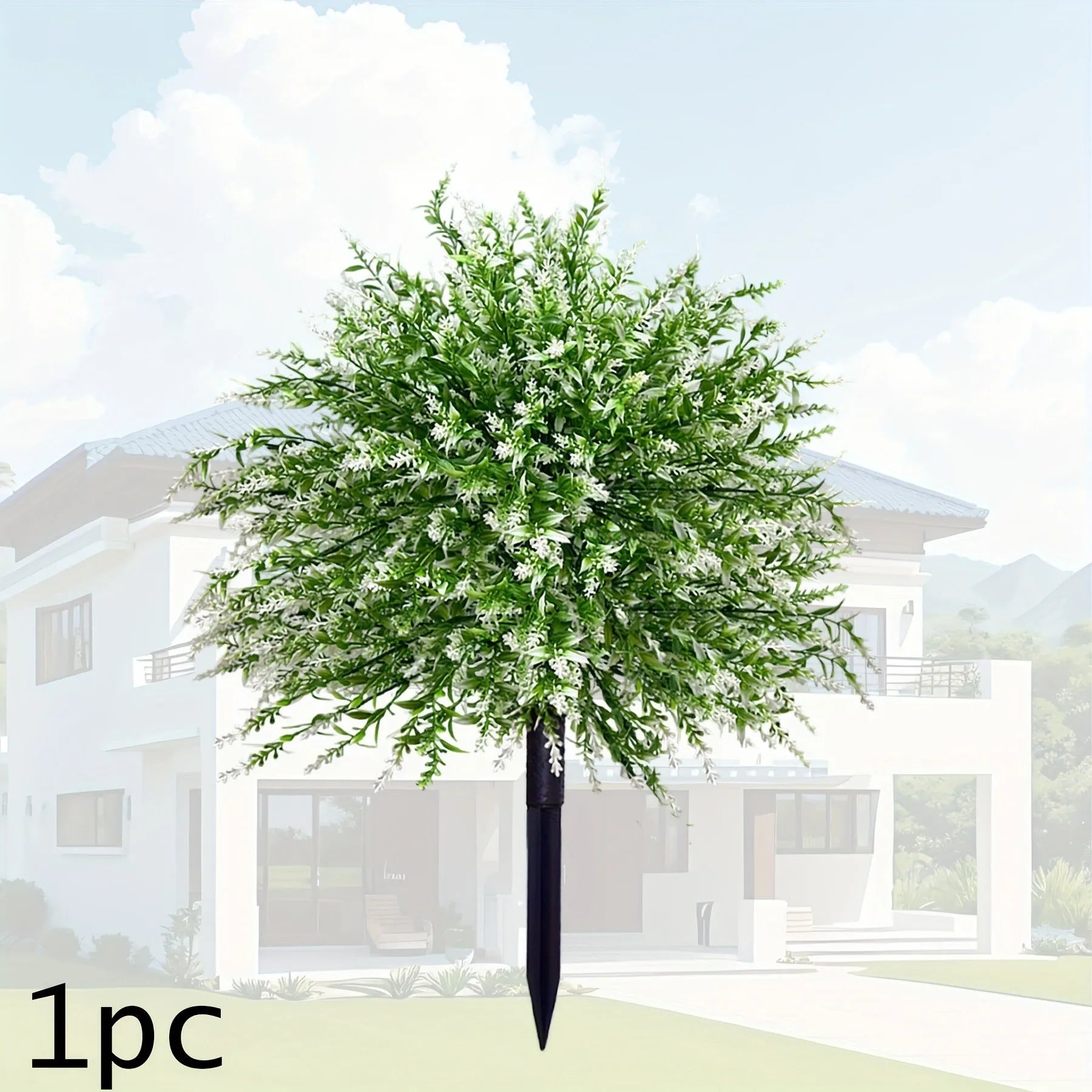 White plastic artificial lavender stem decoration, single piece