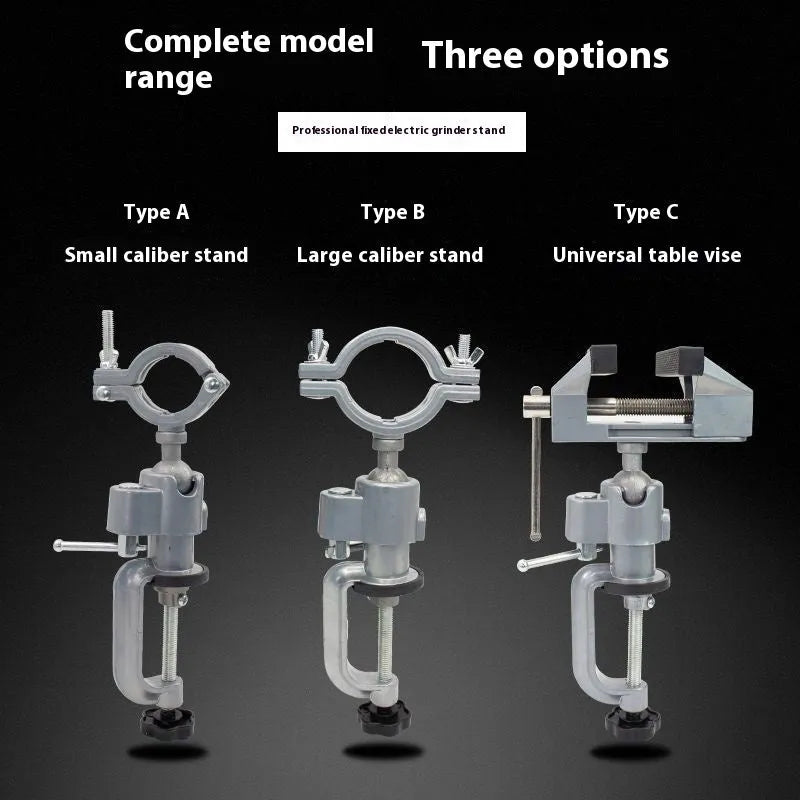 360 rotating bracket type bench vise with tungsten steel construction showing single and double hole mounting options