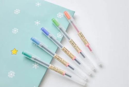 Pack of 12 Muji gel pens with 0.5mm fine nibs.