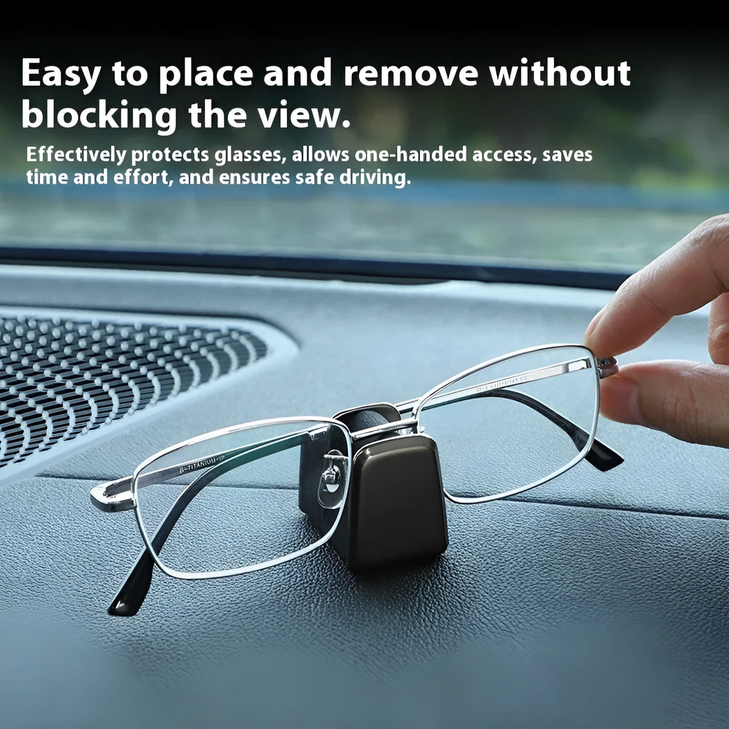 Green zinc alloy and leather car dashboard clip for holding sunglasses, shown next to a ruler showing 3.7cm size.