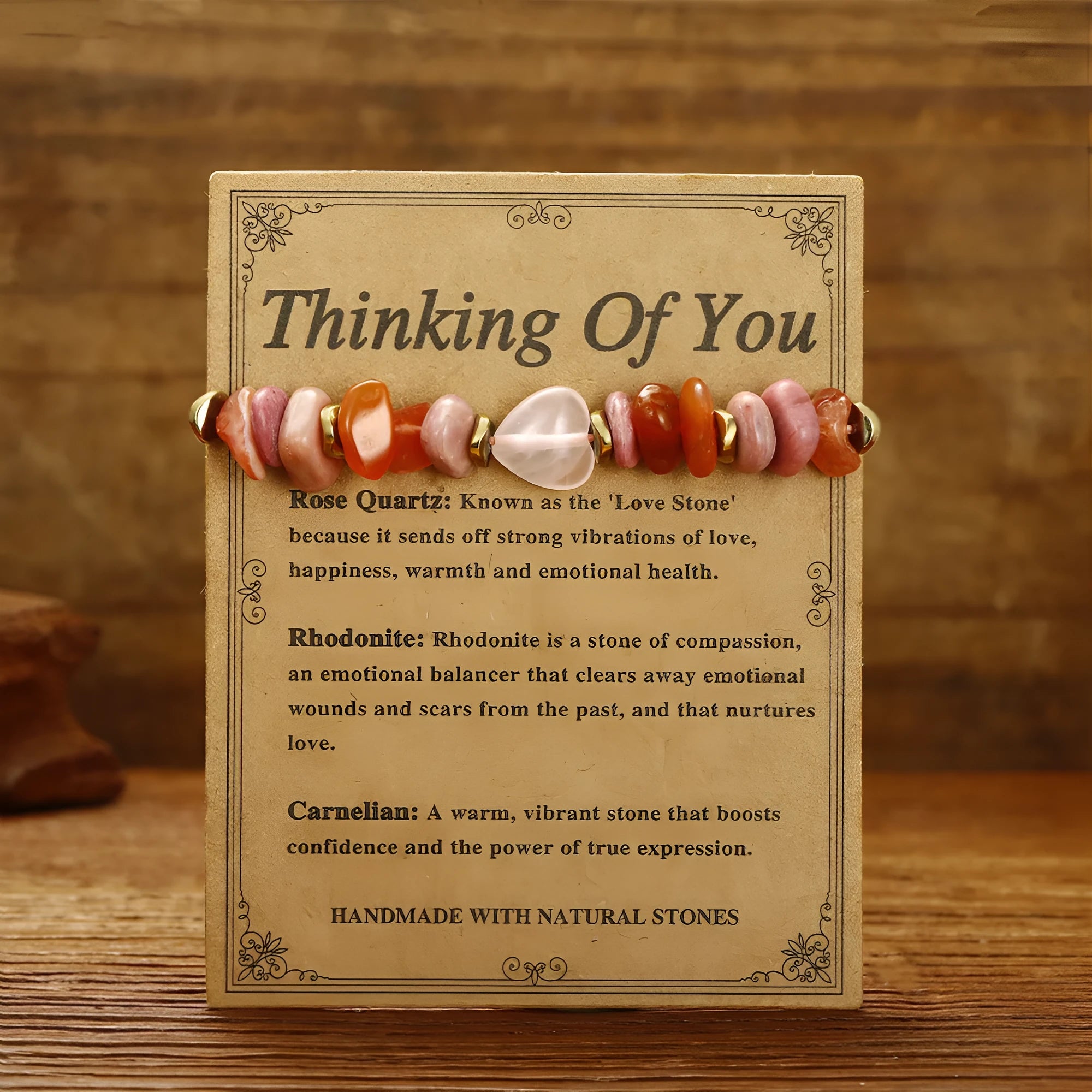Handmade geometric stone bead bracelet for women showing detailed bead construction