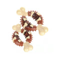 Bone-shaped natural rubber pet molar chew toy shown in two sizes