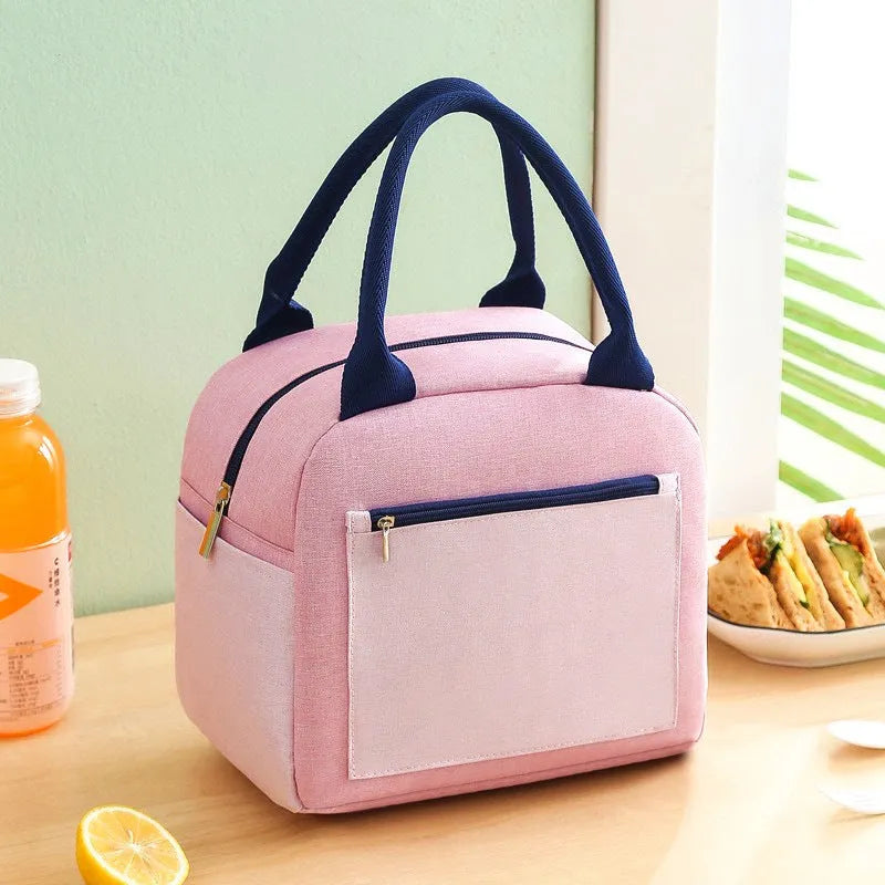 Aluminium foil insulated lunch bag in oxford cloth, shown in blue colour