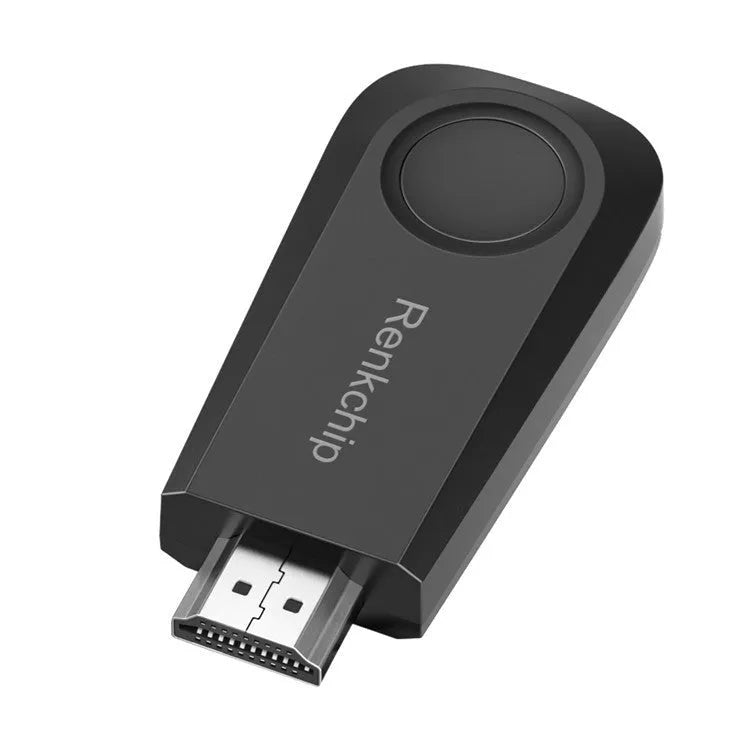 E10 RENKCHIP wireless HDMI mirror push dongle in black ABS housing with micro USB port